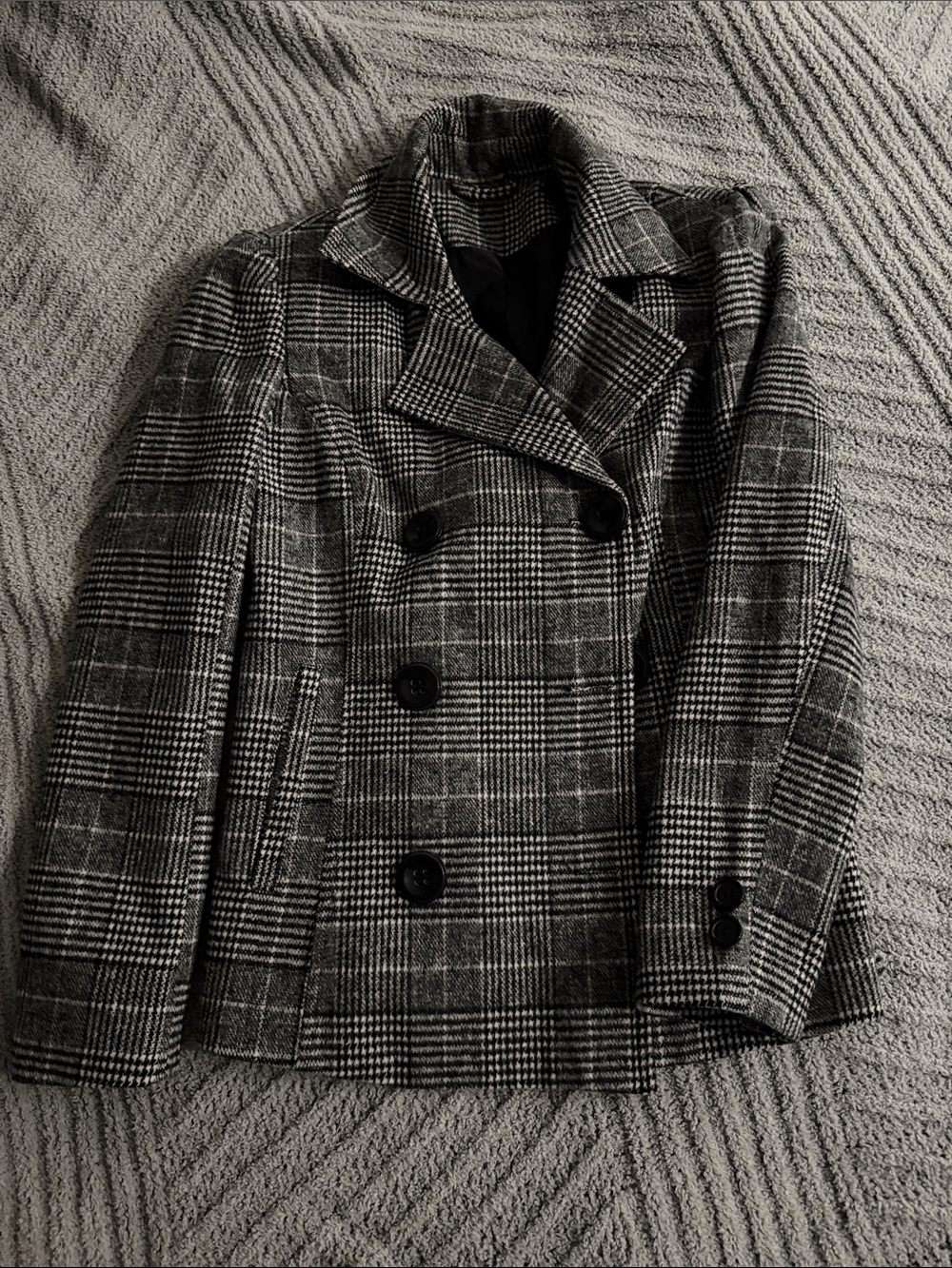 Rampage Black & White Plaid Double-Breasted Blazer Jacket